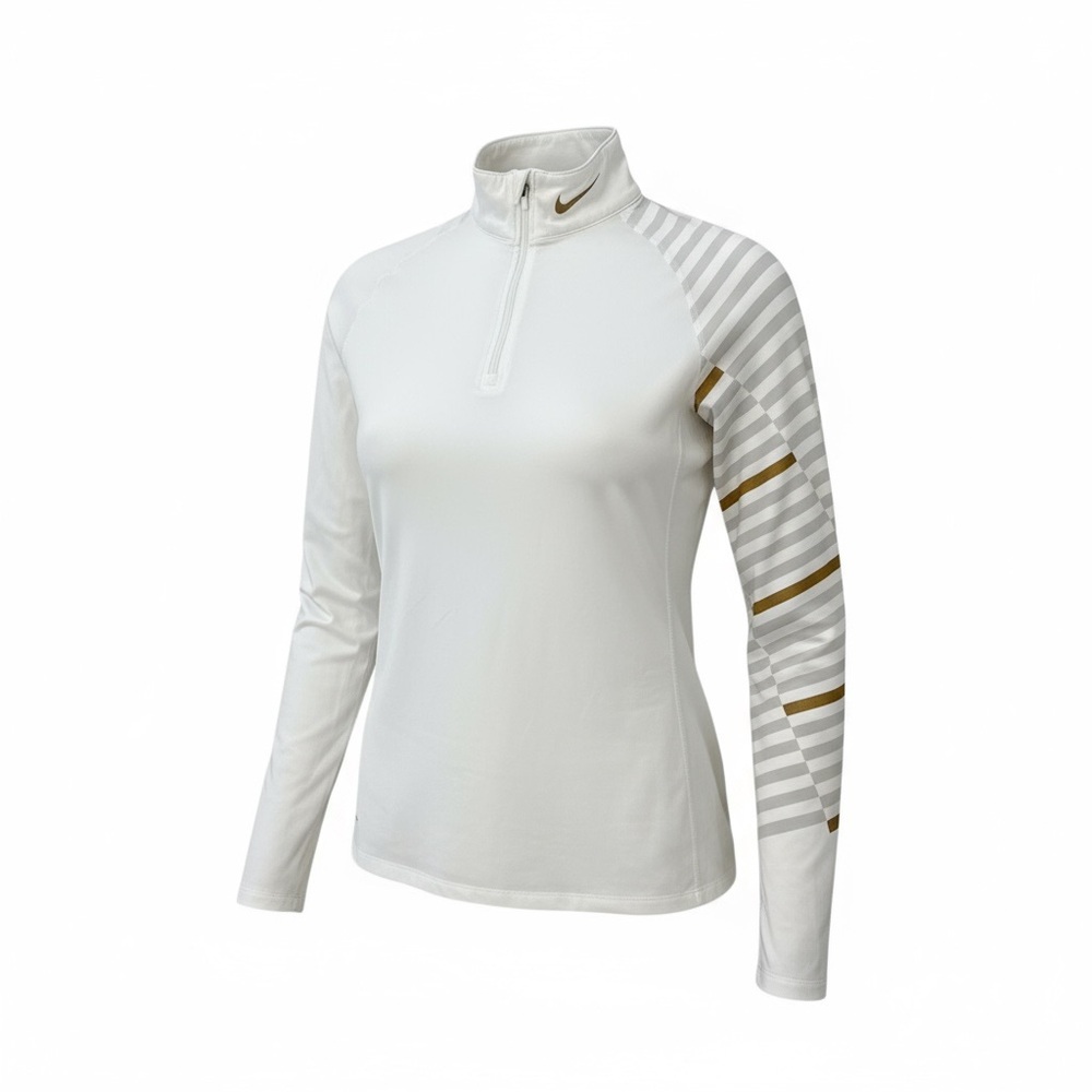 Nike Women's Long Sleeve Top - White and Gold